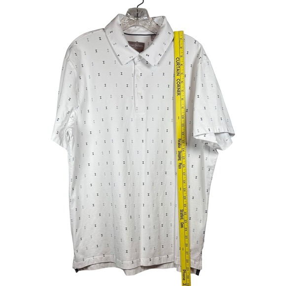 Hickey Freeman New York Golf Polo, White All Over Geometric Pattern, Size XL - Picture 5 of 8